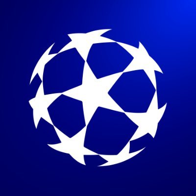 Close-up image of the UEFA Champions League badge featuring the iconic starball logo.