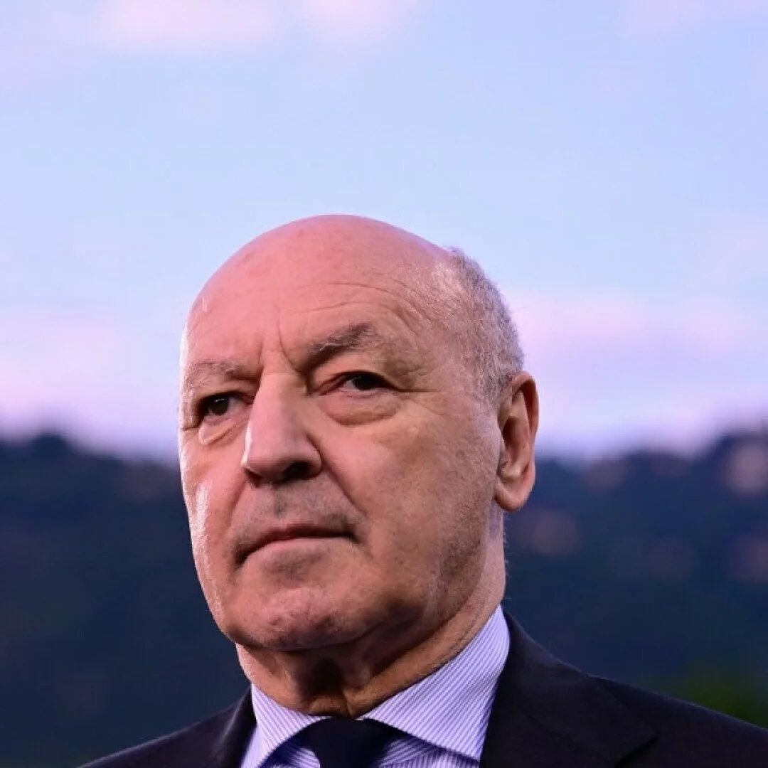 Giuseppe “Beppe” Marotta, Inter Milan’s CEO and sporting director, pictured in a suit, overseeing club operations and transfers.