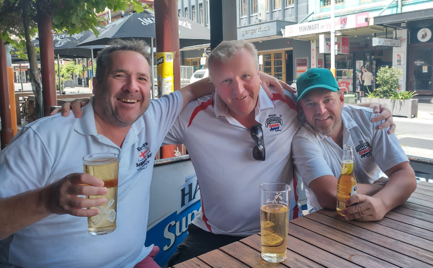 David Peacock (centre) in Australia during the 2022 T20 Cricket World Cup.