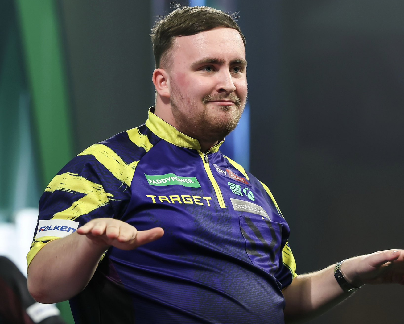 Luke Littler in action at the World Darts Championship this year.