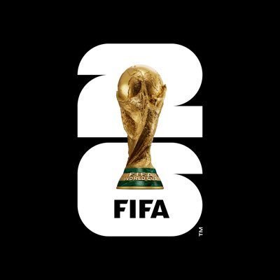 The official 2026 FIFA World Cup logo featuring a stylized trophy design over bold numerals “26,” with the tournament name displayed beneath, representing the joint hosts United States, Mexico, and Canada.