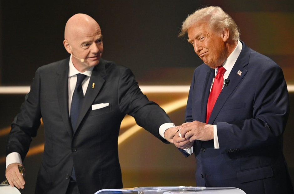 Donald Trump and Gianni Infantino pictured together during the 2026 World Cup draw in December 2025.