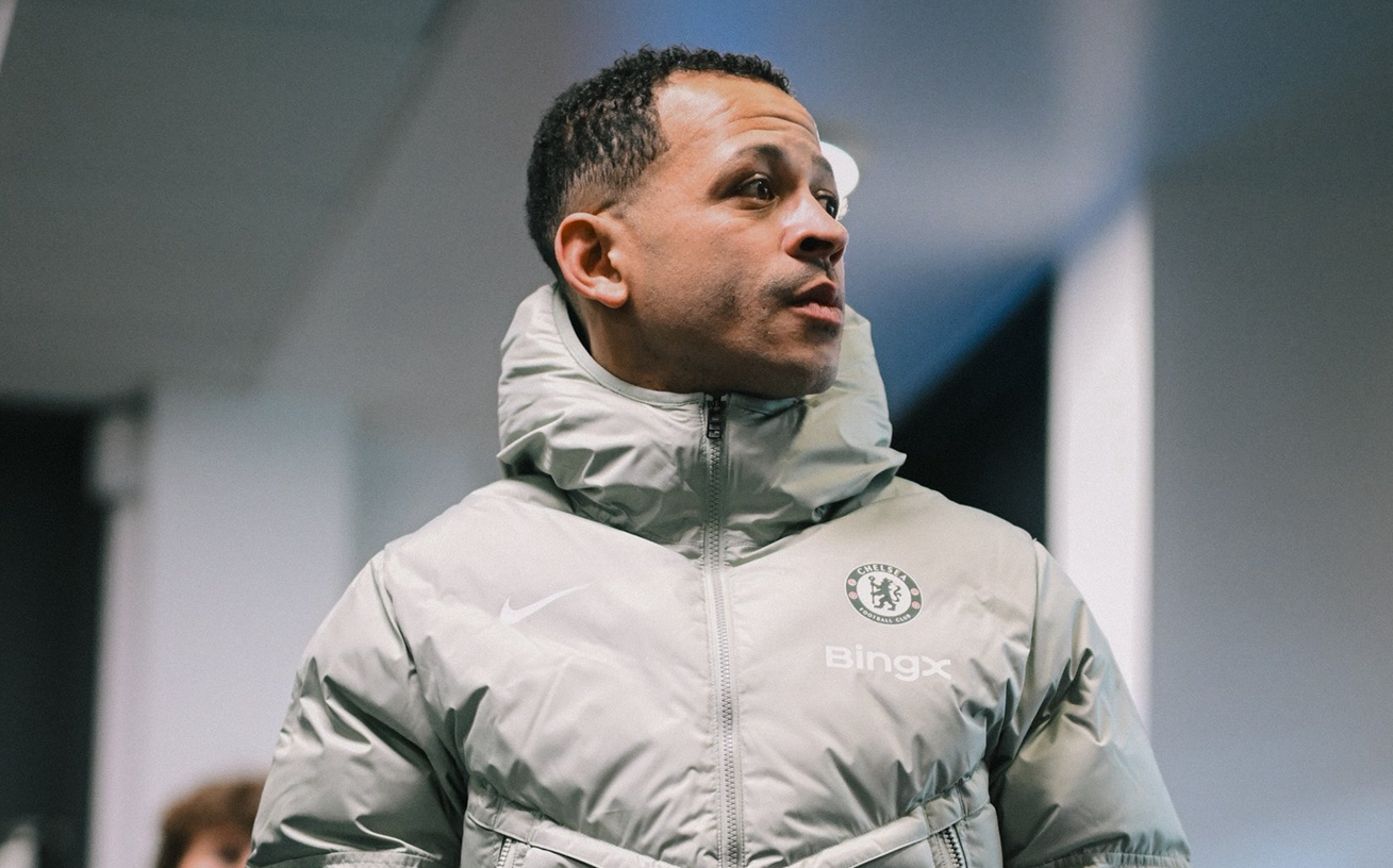 Liam Rosenior pictured as Chelsea head coach.