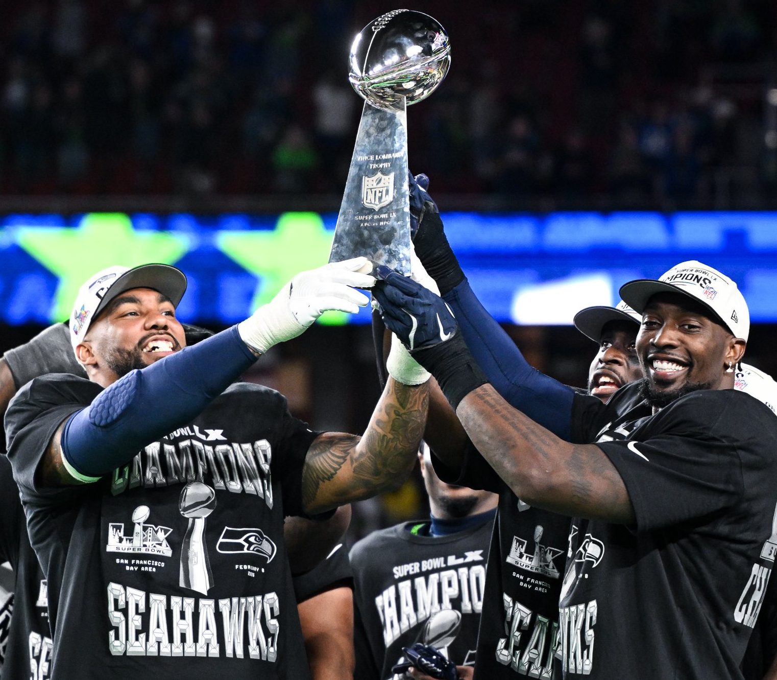 Seattle Seahawks defeat the New England Patriots 29-13 to win Super Bowl LX on February 8, 2026.