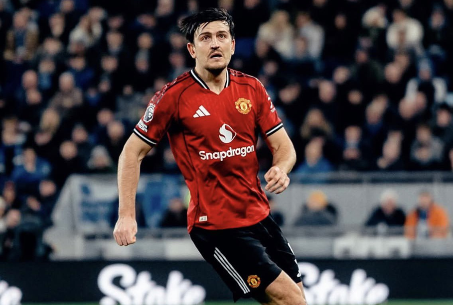 Harry Maguire in action for Manchester United during the 2025-26 season.